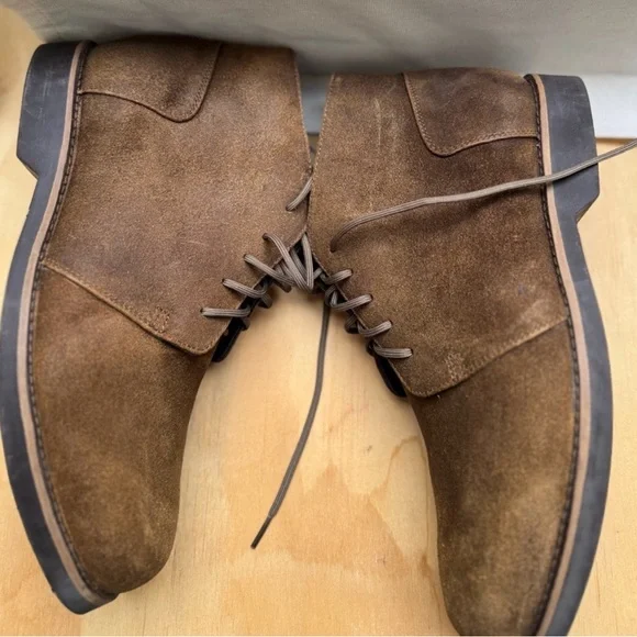 Men's Brown Suede Lace-Up Chukka Boots - Waxed Leather - Picture 7 of 14